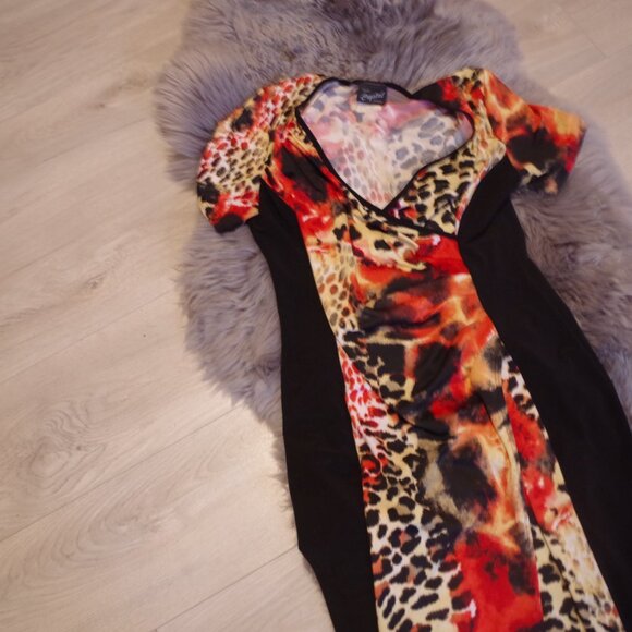 Vintage Animal Print Dress By Modes Crystal Fashions - Picture 3 of 7